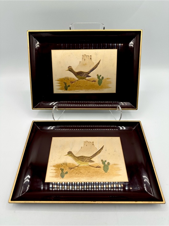 Otagiri Other - 2 Otagiri Lacquerware Trays. Designed by Couroc Artist, Moira Wallace. 60s-70s